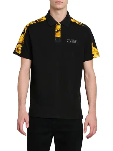 Versace Jeans Couture Men's Cotton Polo Shirt - Black Gold - Size Small | Thumbnail 3 Versace Jeans Couture Men's Cotton Polo Shirt - Black Gold - Size Small | Thumbnail 3