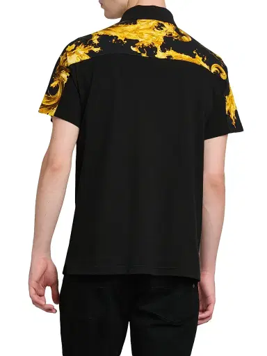 Versace Jeans Couture Men's Cotton Polo Shirt - Black Gold - Size Small | Thumbnail 5 Versace Jeans Couture Men's Cotton Polo Shirt - Black Gold - Size Small | Thumbnail 5