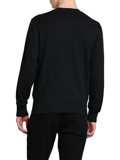 Versace Jeans Couture Men's Logo Cotton-Cashmere Crewneck Sweater - Black Gold | Thumbnail 5 Versace Jeans Couture Men's Logo Cotton-Cashmere Crewneck Sweater - Black Gold | Thumbnail 5