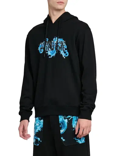 Versace Jeans Couture Men's Logo Stretch-Cotton Hoodie | Thumbnail 4 Versace Jeans Couture Men's Logo Stretch-Cotton Hoodie | Thumbnail 4
