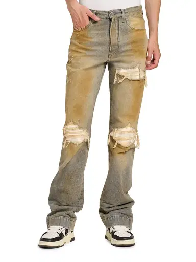 Amiri Men's Mx1 Distressed Denim Mid-Rise Straight-Leg Jeans - Rust Indigo | Thumbnail 3 Amiri Men's Mx1 Distressed Denim Mid-Rise Straight-Leg Jeans - Rust Indigo | Thumbnail 3