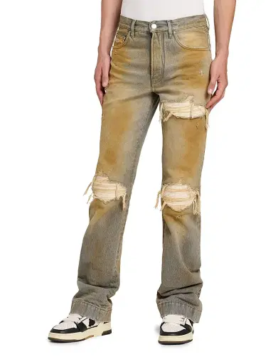 Amiri Men's Mx1 Distressed Denim Mid-Rise Straight-Leg Jeans - Rust Indigo | Thumbnail 4 Amiri Men's Mx1 Distressed Denim Mid-Rise Straight-Leg Jeans - Rust Indigo | Thumbnail 4
