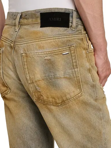 Amiri Men's Mx1 Distressed Denim Mid-Rise Straight-Leg Jeans - Rust Indigo | Thumbnail 6 Amiri Men's Mx1 Distressed Denim Mid-Rise Straight-Leg Jeans - Rust Indigo | Thumbnail 6
