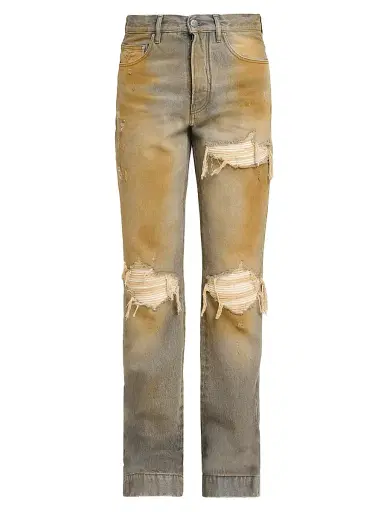 Amiri Men's Mx1 Distressed Denim Mid-Rise Straight-Leg Jeans - Rust Indigo | Thumbnail 1 Amiri Men's Mx1 Distressed Denim Mid-Rise Straight-Leg Jeans - Rust Indigo | Thumbnail 1