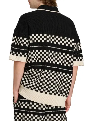 Amiri Men's Checkered Wool Knit Button-Front Shirt - Black | Thumbnail 5 Amiri Men's Checkered Wool Knit Button-Front Shirt - Black | Thumbnail 5