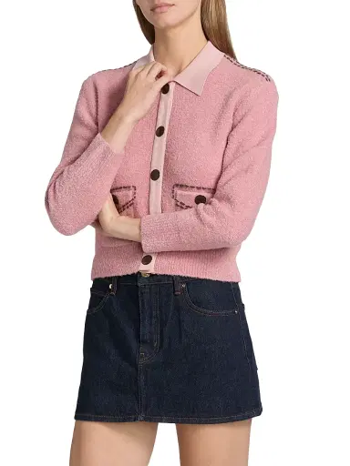 L'AGENCE Women's Poetry Crop Cardigan - Mauve Rose Dark Brown | Thumbnail 3 L'AGENCE Women's Poetry Crop Cardigan - Mauve Rose Dark Brown | Thumbnail 3