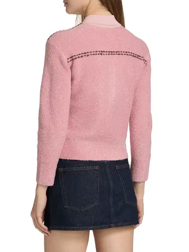 L'AGENCE Women's Poetry Crop Cardigan - Mauve Rose Dark Brown | Thumbnail 5 L'AGENCE Women's Poetry Crop Cardigan - Mauve Rose Dark Brown | Thumbnail 5