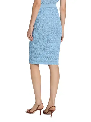 L'AGENCE Women's Lacen Pointelle-Knit Knee-Length Skirt - Pale Blue Gold | Thumbnail 5 L'AGENCE Women's Lacen Pointelle-Knit Knee-Length Skirt - Pale Blue Gold | Thumbnail 5