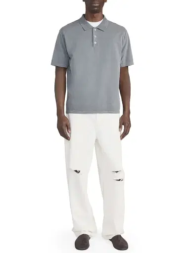 Frame Men's Washed Light Pique Polo Shirt | Thumbnail 2 Frame Men's Washed Light Pique Polo Shirt | Thumbnail 2