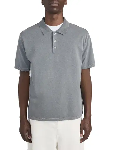 Frame Men's Washed Light Pique Polo Shirt | Thumbnail 4 Frame Men's Washed Light Pique Polo Shirt | Thumbnail 4