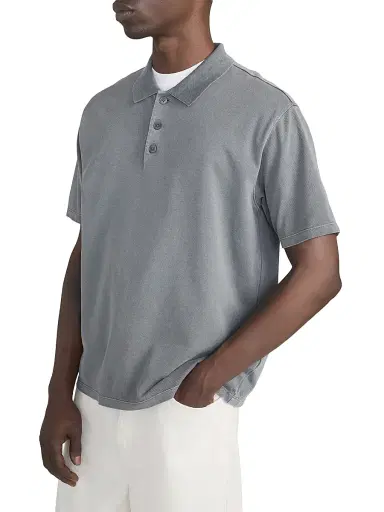 Frame Men's Washed Light Pique Polo Shirt | Thumbnail 5 Frame Men's Washed Light Pique Polo Shirt | Thumbnail 5