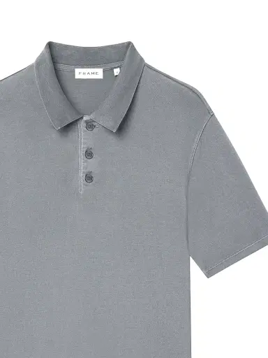 Frame Men's Washed Light Pique Polo Shirt | Thumbnail 8 Frame Men's Washed Light Pique Polo Shirt | Thumbnail 8