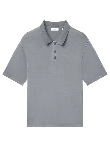 Frame Men's Washed Light Pique Polo Shirt | Thumbnail 1 Frame Men's Washed Light Pique Polo Shirt | Thumbnail 1