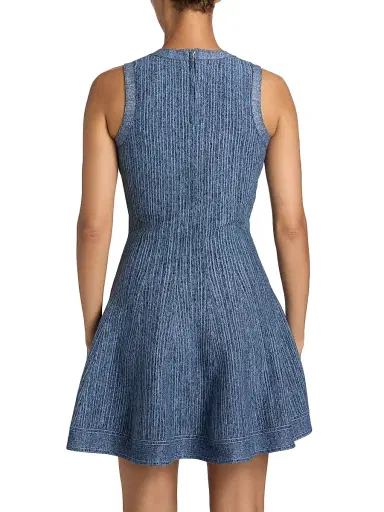 Milly Women's Shelby Pinstriped Knit Fit & Flare Minidress - Blue Multi | Thumbnail 5 Milly Women's Shelby Pinstriped Knit Fit & Flare Minidress - Blue Multi | Thumbnail 5