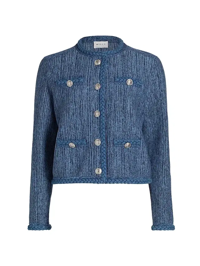 Women's Shayne Pinstriped Knit Crewneck Cardigan - Blue Multi Women's Shayne Pinstriped Knit Crewneck Cardigan - Blue Multi