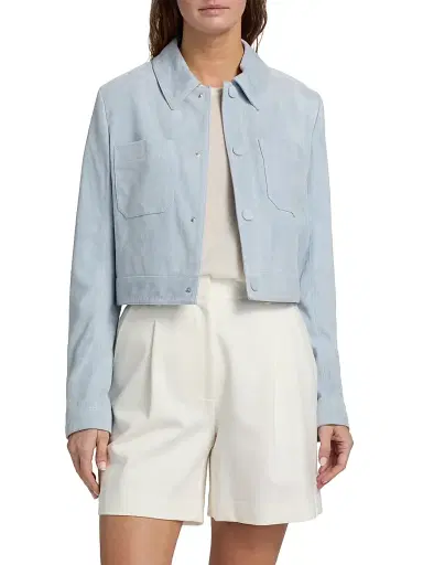 FRAME Women's The Small Suede Jacket - Sky Blue | Thumbnail 3 FRAME Women's The Small Suede Jacket - Sky Blue | Thumbnail 3