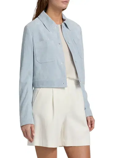 FRAME Women's The Small Suede Jacket - Sky Blue | Thumbnail 4 FRAME Women's The Small Suede Jacket - Sky Blue | Thumbnail 4