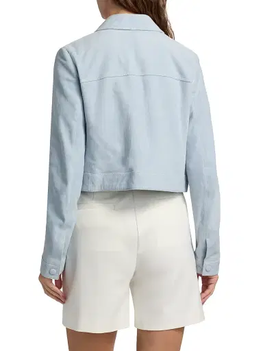 FRAME Women's The Small Suede Jacket - Sky Blue | Thumbnail 5 FRAME Women's The Small Suede Jacket - Sky Blue | Thumbnail 5