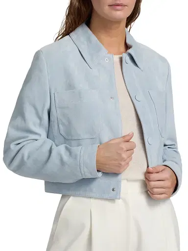 FRAME Women's The Small Suede Jacket - Sky Blue | Thumbnail 6 FRAME Women's The Small Suede Jacket - Sky Blue | Thumbnail 6