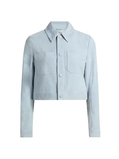 FRAME Women's The Small Suede Jacket - Sky Blue | Thumbnail 1 FRAME Women's The Small Suede Jacket - Sky Blue | Thumbnail 1