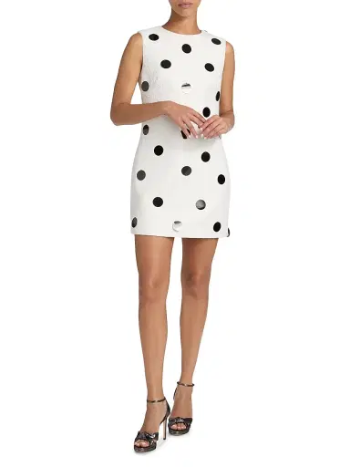 Milly Women's Ivette Embellished Jacquard Sleeveless Minidress - White Black | Thumbnail 2 Milly Women's Ivette Embellished Jacquard Sleeveless Minidress - White Black | Thumbnail 2