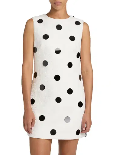 Milly Women's Ivette Embellished Jacquard Sleeveless Minidress - White Black | Thumbnail 3 Milly Women's Ivette Embellished Jacquard Sleeveless Minidress - White Black | Thumbnail 3