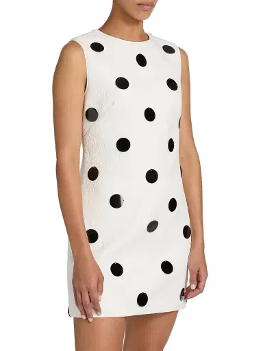Milly Women's Ivette Embellished Jacquard Sleeveless Minidress - White Black | Thumbnail 4 Milly Women's Ivette Embellished Jacquard Sleeveless Minidress - White Black | Thumbnail 4
