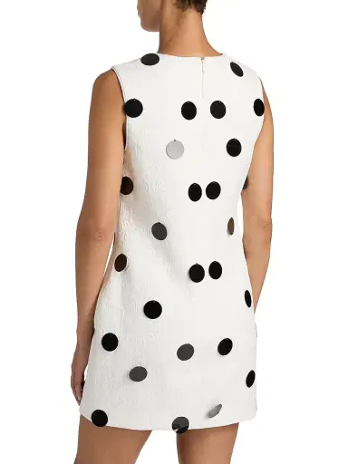 Milly Women's Ivette Embellished Jacquard Sleeveless Minidress - White Black | Thumbnail 5 Milly Women's Ivette Embellished Jacquard Sleeveless Minidress - White Black | Thumbnail 5