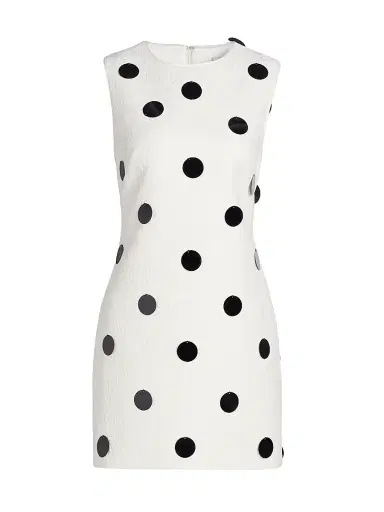 Milly Women's Ivette Embellished Jacquard Sleeveless Minidress - White Black | Thumbnail 1 Milly Women's Ivette Embellished Jacquard Sleeveless Minidress - White Black | Thumbnail 1