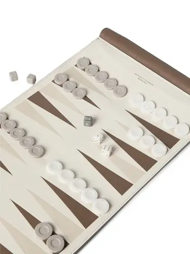 Brunello Cucinelli Calfskin and Krion Portable Backgammon Set - Milk | Thumbnail 2 Brunello Cucinelli Calfskin and Krion Portable Backgammon Set - Milk | Thumbnail 2