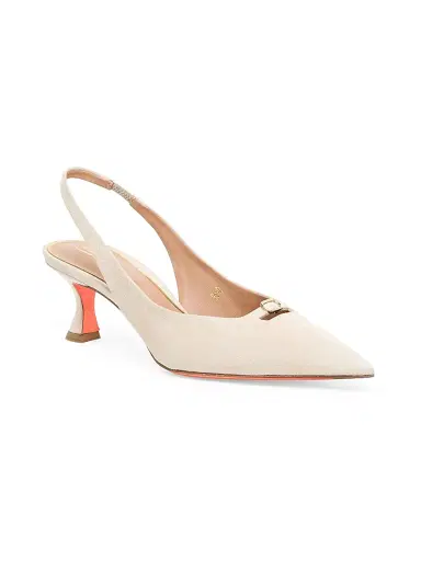 Santoni Women's Sabine Suede Slingback Pumps - Beige | Thumbnail 1 Santoni Women's Sabine Suede Slingback Pumps - Beige | Thumbnail 1