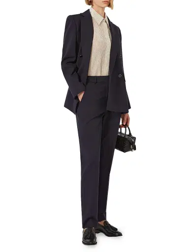 Max Mara Women's Milano Knit Double Breasted Jersey Blazer - Navy - Size 14 | Thumbnail 2 Max Mara Women's Milano Knit Double Breasted Jersey Blazer - Navy - Size 14 | Thumbnail 2