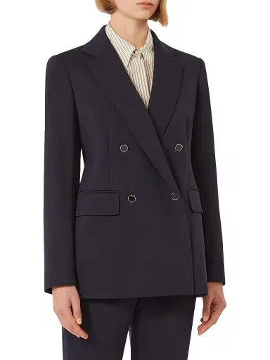 Max Mara Women's Milano Knit Double Breasted Jersey Blazer - Navy - Size 14 | Thumbnail 3 Max Mara Women's Milano Knit Double Breasted Jersey Blazer - Navy - Size 14 | Thumbnail 3