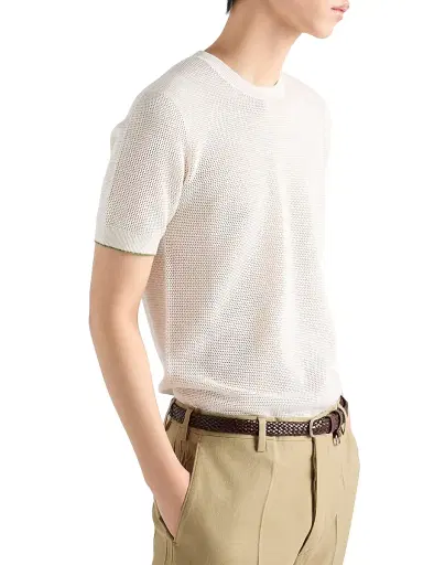 Prada Men's Silk and Cotton Crewneck Sweater - White | Thumbnail 3 Prada Men's Silk and Cotton Crewneck Sweater - White | Thumbnail 3