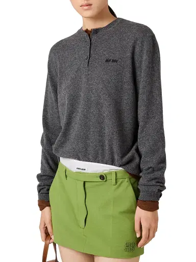 Miu Miu Women's Cashmere Sweater - Grey | Thumbnail 2 Miu Miu Women's Cashmere Sweater - Grey | Thumbnail 2