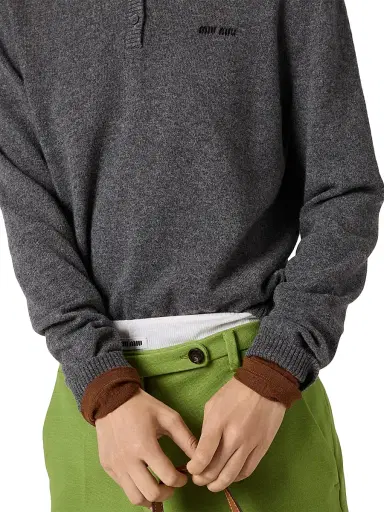 Miu Miu Women's Cashmere Sweater - Grey | Thumbnail 4 Miu Miu Women's Cashmere Sweater - Grey | Thumbnail 4