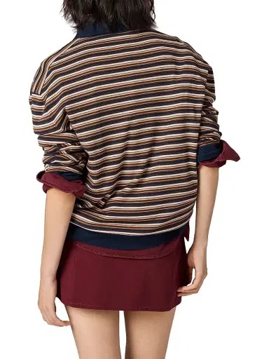 Miu Miu Women's Wool Polo Shirt - Beige Multi | Thumbnail 3 Miu Miu Women's Wool Polo Shirt - Beige Multi | Thumbnail 3