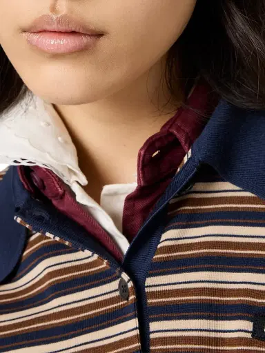 Miu Miu Women's Wool Polo Shirt - Beige Multi | Thumbnail 5 Miu Miu Women's Wool Polo Shirt - Beige Multi | Thumbnail 5