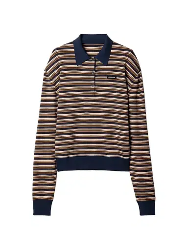 Miu Miu Women's Wool Polo Shirt - Beige Multi | Thumbnail 1 Miu Miu Women's Wool Polo Shirt - Beige Multi | Thumbnail 1