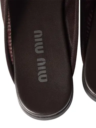 Miu Miu Women's Mesh Fabric Slippers - Brown | Thumbnail 2 Miu Miu Women's Mesh Fabric Slippers - Brown | Thumbnail 2
