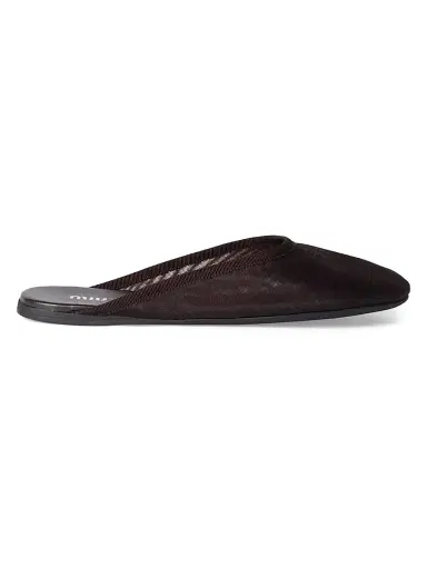 Miu Miu Women's Mesh Fabric Slippers - Brown | Thumbnail 1 Miu Miu Women's Mesh Fabric Slippers - Brown | Thumbnail 1