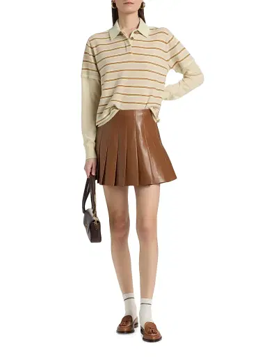 Guest In Residence Women's Striped Cashmere Layered Rugby Top - Limewash Combo - Size Small | Thumbnail 2 Guest In Residence Women's Striped Cashmere Layered Rugby Top - Limewash Combo - Size Small | Thumbnail 2