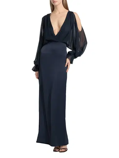 Ramy Brook Women's Leesa Silk-Blend Gown - Navy | Thumbnail 2 Ramy Brook Women's Leesa Silk-Blend Gown - Navy | Thumbnail 2