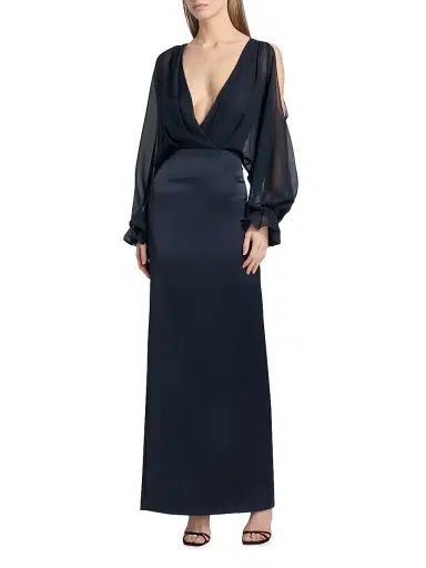 Ramy Brook Women's Leesa Silk-Blend Gown - Navy | Thumbnail 3 Ramy Brook Women's Leesa Silk-Blend Gown - Navy | Thumbnail 3