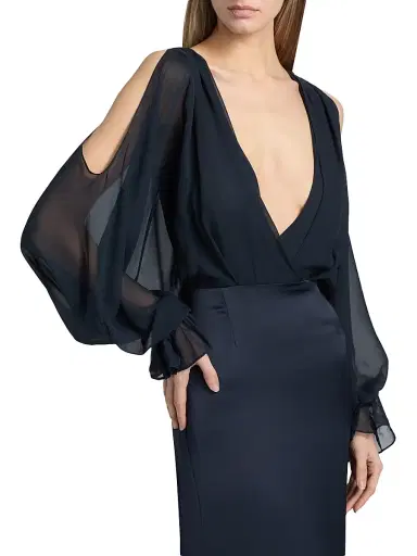 Ramy Brook Women's Leesa Silk-Blend Gown - Navy | Thumbnail 6 Ramy Brook Women's Leesa Silk-Blend Gown - Navy | Thumbnail 6