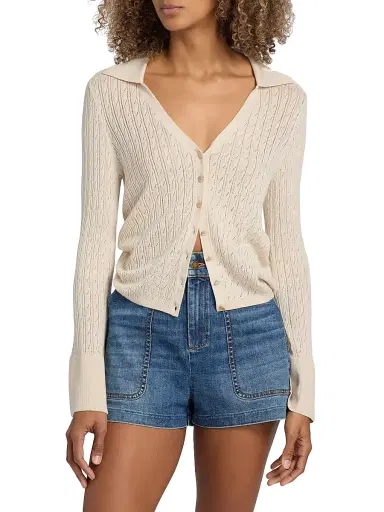 Ramy Brook Women's Cathy Pointelle Cardigan - Sandstone | Thumbnail 3 Ramy Brook Women's Cathy Pointelle Cardigan - Sandstone | Thumbnail 3