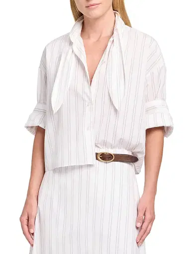 TWP Women's Tie One On Cotton Blouse - White Wine | Thumbnail 4 TWP Women's Tie One On Cotton Blouse - White Wine | Thumbnail 4