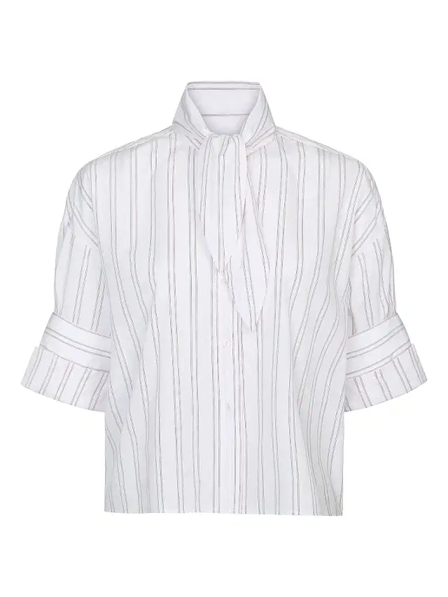 Women's Tie One On Cotton Blouse - White Wine Women's Tie One On Cotton Blouse - White Wine