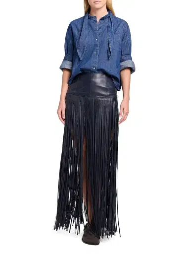 TWP Women's Tie One On Denim Shirt - Dark Stone | Thumbnail 2 TWP Women's Tie One On Denim Shirt - Dark Stone | Thumbnail 2