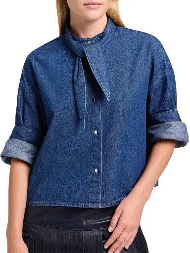 TWP Women's Tie One On Denim Shirt - Dark Stone | Thumbnail 3 TWP Women's Tie One On Denim Shirt - Dark Stone | Thumbnail 3